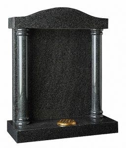 Granite Dark Grey Headstone with Pillars & Vase - 16146