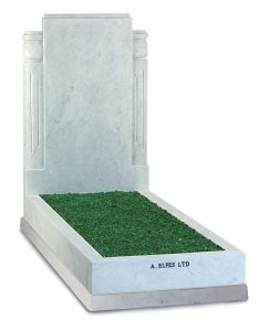 Italian White Marble Jewish Headstone with Green Chippings